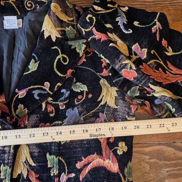 Fashion Bug Floral Tapestry Blazer Jacket Women's XLarge Black Multi Color - Picture 4 of 7